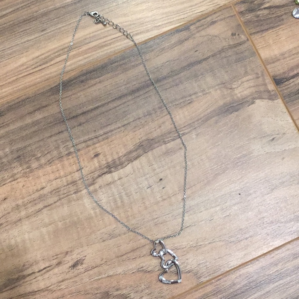 Three heart silver necklace